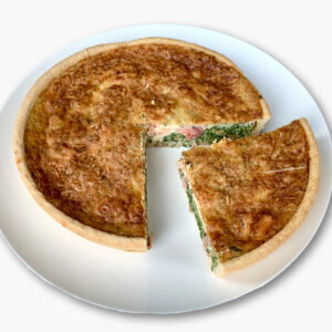 Zalm-spinazie quiche, heel