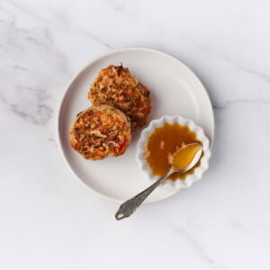 Zalmkoekje met mangochutney